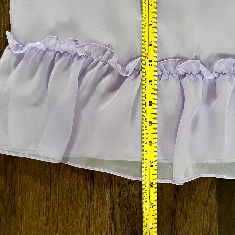 Likely NWT Women’s Sleeveless Pastel Lavender Ruffle Hem Blouse Sz 6 - Picture 12 of 14